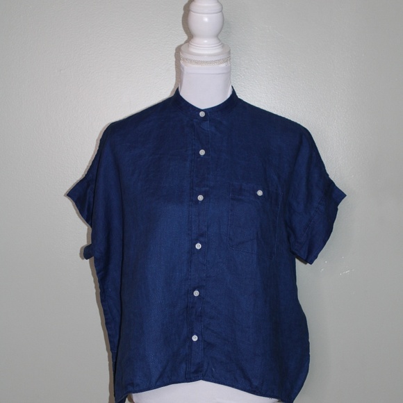 Everlane Tops - everlane women blue linen shirt SZ 2